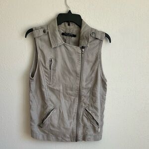 Max Jeans Gray Zipper Vest Women’s M Utility City Streetwear Bikercore